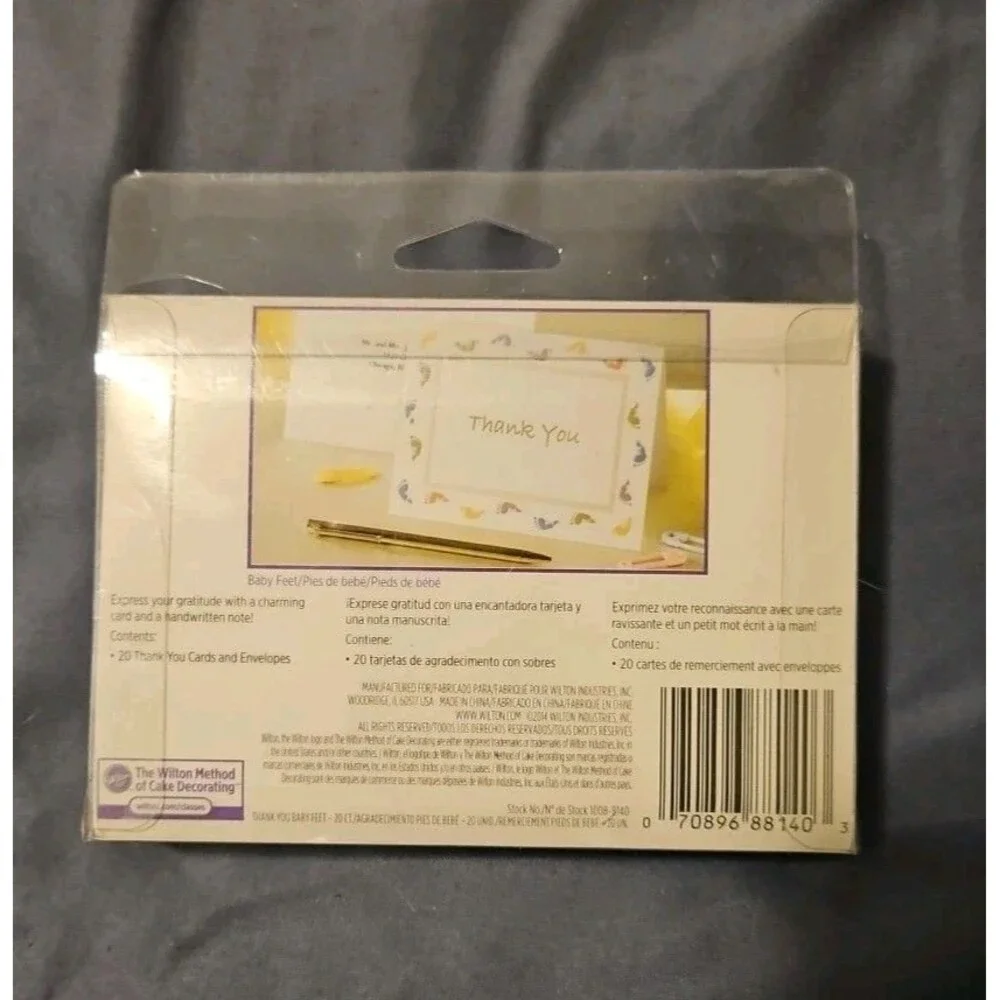 Baby Feet Footprints Shower Birth Thank You Cards Blank By Wilton Set of 20 NIB
